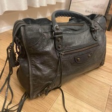 Balenciaga City 115748 Black Leather 2Way Shoulder Handbag Y2K