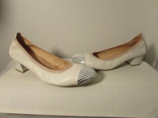 escarpins hispanitas cuir écru  et argenté à pois 39