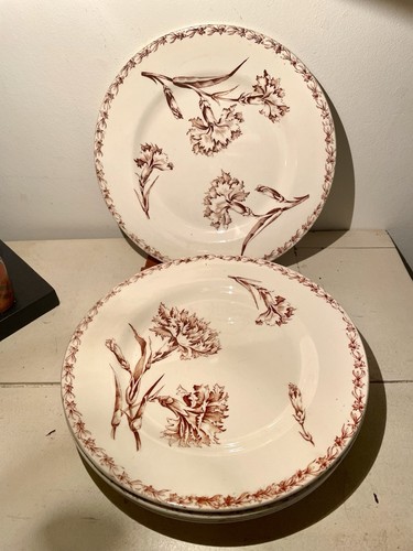 Lot assiettes plates sépia - 6,
