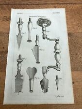 1755 original engraving - trepanning instruments ! 