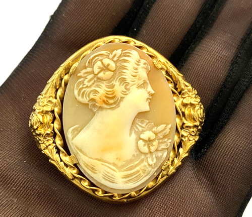 Broche camée femme - broche, roses