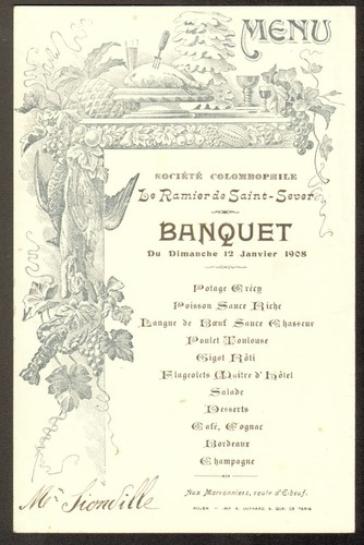 Menu société colombophile - menu.,