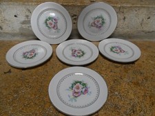 6 Anciennes Assiettes à Dessert Porcelaine FLEURS  de St Amand  L'Amandinoise