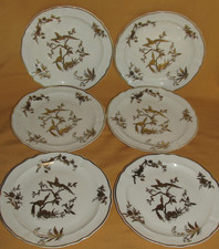 6 Bernardaud Queen Elisabeth Birds of Paradise Porcelain Dessert Plates