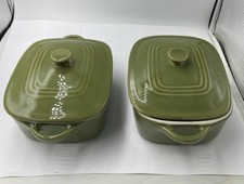 A Pair OfVintage Fabulous Home, Green Casserole w/ Lids MCM Small NIB