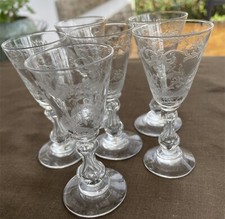 LOT 6 CRYSTAL LIQUEUR GLASSES VSL VAL SAINT LAMBERT 1900 - 1930