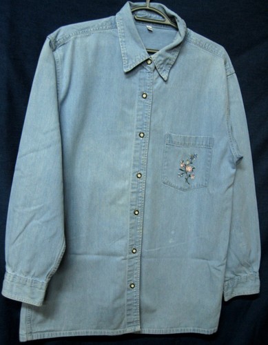 Chemise jeans poche - chemise, brodé