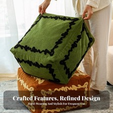 Pouf Cubique Brodé Housse