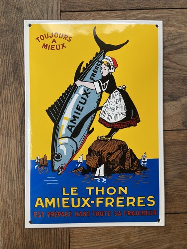 Plaque émaillée thon amieux - Émaillée,