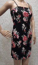 RBF47/ Petite Robe Noir A Fleurs Fine Bretelles Dos Nu T 36