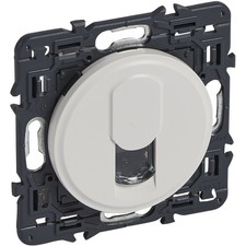 Legrand 067737 Prise téléphone RJ45 Céliane avec enjoliveur blanc et support