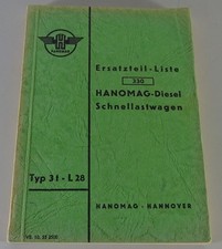 Spare Parts List Hanomag Diesel Express Truck Type 3t - L28 | Status 10/1955