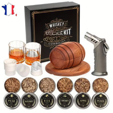 Kit Fumoir à Whisky Chalumeau Coffret Cadeau 6 Saveurs Copeaux de Bois Élégant