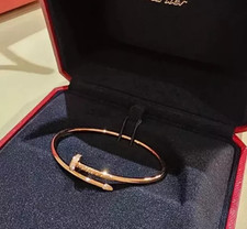 Juste Clou Rose Gold Color Bracelet, Sterling Silver 2.5MM Bracelet Diamond &Box