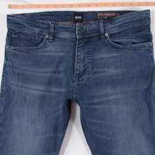 Hommes HUGO BOSS DELAWARE Ajusté Straight Élasthanne Bleu Jeans W34 L32