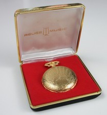 REUGE Pocket Watch Music Box Hunter Case Gold Plated White Dial