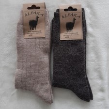 2 Paires Femmes Doux Alpaga Chaussettes Extra 100% Laine Clair Noir Braun 35 -