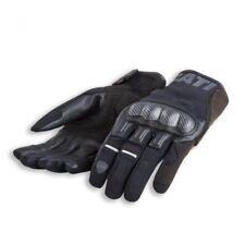 Gants En Cuir Et Tissu Noir