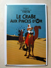 PLAQUE EN METAL TINTIN LE CRABE AUX PINCES D OR 30 X 20 CM (AL233)