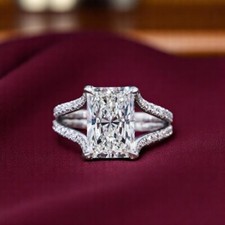 Bague diamant 4 carats cultivée en laboratoire radiant certifié IGI or blanc ...