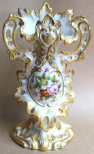 VIEUX PARIS PORCELAIN FLORAL & GILT VASE (10948)