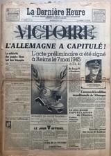 Journal de la Victoire 2e GM original 9 mai 1945 "La Dernière Heure" Belgique