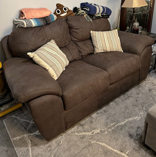 Brown faux suede seat sofa - brown, 3-seat