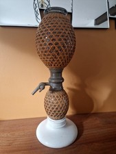 Ancien siphon Briet eau de seltz XIXe à corps canné cannage gazogène bouteille