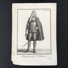 Gravure XVIIIè Chevalier De Saint Hubert Ordres Religieux 18thC