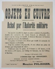 Objets en cuivres 1914 Affiche