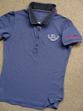 KINGSLAND EQUESTRIAN BLUE NYLON BLEND STRETCH FABRIC S/S POLO SHIRT WOMEN'S  L