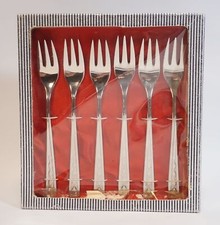 Vintage Original Auerhahn Set With 6 Cake Forks Rare Decor 18/8 Stainless Steel
