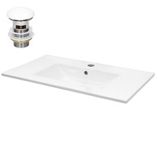 Lavabo en céramique blanc avec garniture de vidage et trop-plein 710x465x175 mm