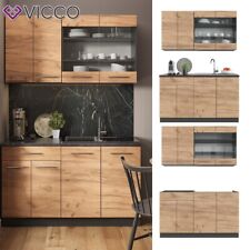 Cuisine intégrée Kitchenette Fame-Line Single 140 cm anthracite chêne Vicco