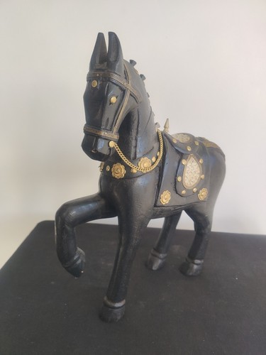 Sculpture cheval ancien - ancien, bois