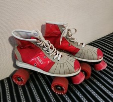 Vintage Patins à Roulettes HOLY Gold Roller Quad 80s Rouge T. EU 38 Rétro Disco