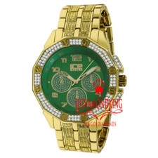 Mens Green Dial Face Gold Tone