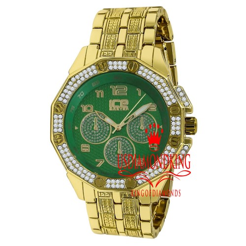 Mens green dial - gold, tone