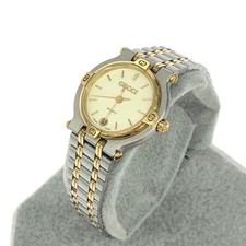 Gucci 9000L White Dial Date Women's Quartz Watch JAPAN 25mm Working Near Mint