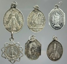 Nice Lot of 6 SILVER Religious Medals to Classify