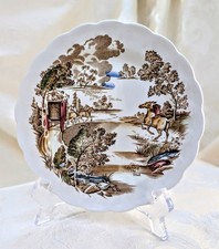 Vintage Ridgway Staffordshire “Coaching Days” Brown Transferware Bread Plate 6"