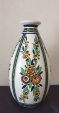 Charles Catteau, very nice earthenware vase with floral enamel decoration