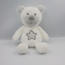 Doudou ours blanc gris
