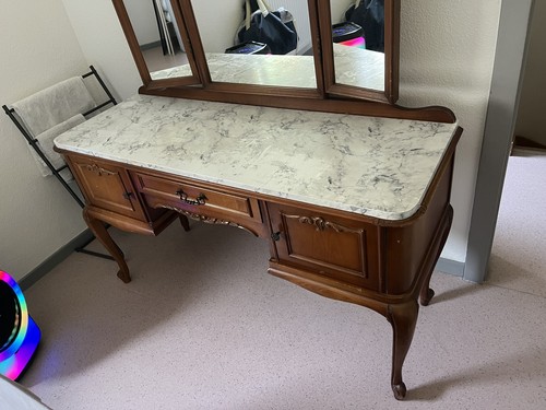 Coiffeuse vintage bois avec - en,