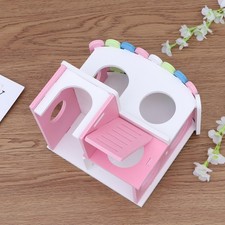  1pc en bois maison de hamster lit cage jouets double couche colorée hamster