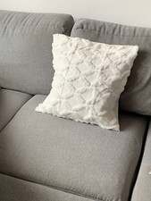 Coussin blanc 45x45 décor dessin formes géométriques canapé lit Neuf