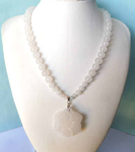Collier jade blanc - collier, naturel