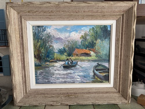 Tableau paysage rivière - , avec