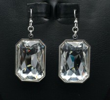 Large 27x18.5mm Emerald-Cut Rectangle Crystal Earrings made with Swarovski