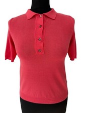 Lindy Bop Coral Rose Pink Collared Knit Top Sweater XS 8 40s Mod Scooter Preppy